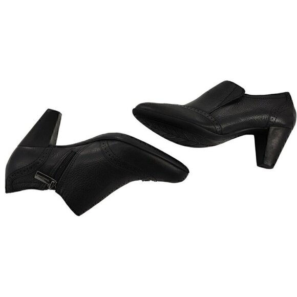 NURTURE Haddie Black Pebble Leather Wingtip Booties with Stacked Heel 6.5M - Picture 8 of 11